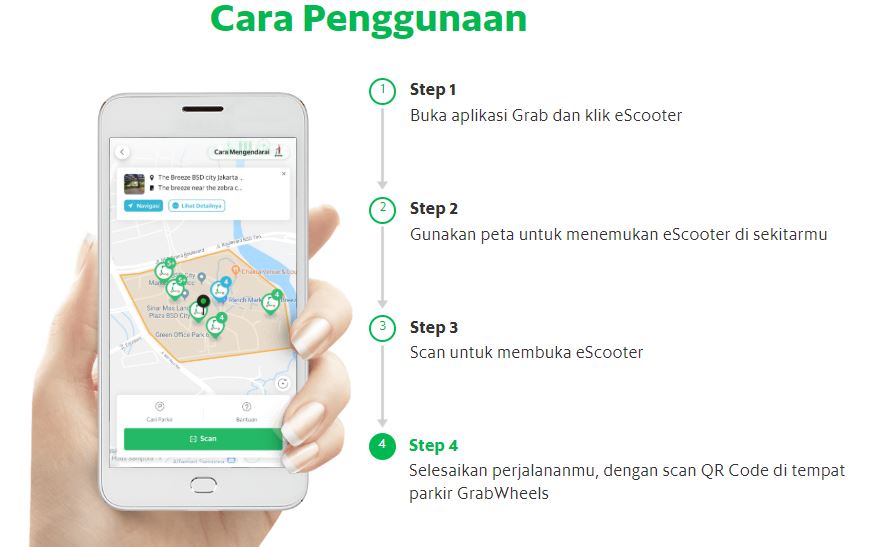 Cara menggunakan GrabWHeels dalam aplikasi Grab.