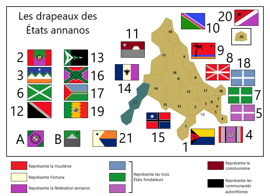 Carte des drapeaux des États annanos