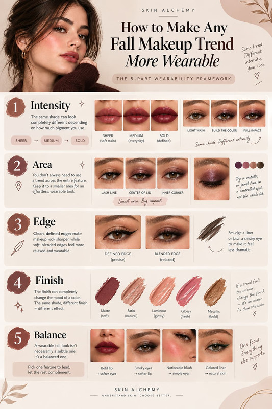 how to make a fall makeup look easily wearable infographic 