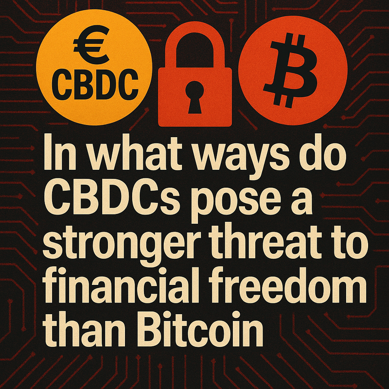 In what ways do CBDCs pose a stronger threat to financial freedom than Bitcoin