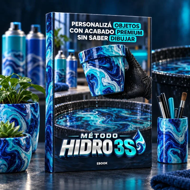 Ebook Método Hidro 3S junto a macetas y objetos personalizados con hidroinmersión