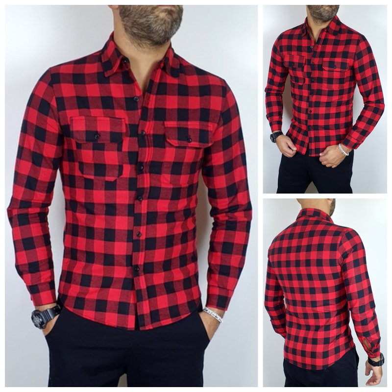 Camicia uomo scozzese con etichetta logo TIMBERLAND