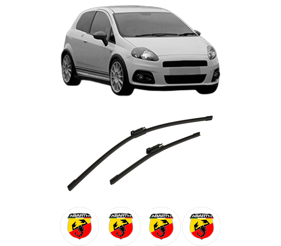 Set stergatoare auto ABARTH GRANDE PUNTO din 2007-2010, pentru parbriz auto, 2 bucati, Bosch Aerotwin Multi, din cauciuc siliconat rezistent, 4 Stickere Auto ABARTH