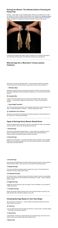 Earrings for Women The Ultimate Guide to Choosing the Perfect Pair