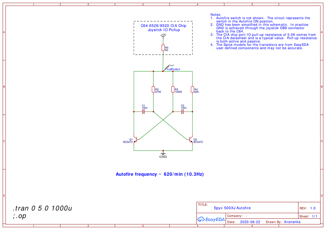Epyx 500XJ Autofire Schematic