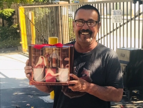 A happy raffle winner at Diablo Mini Storage's Customer Appreciation Event on October 27th, 2018.