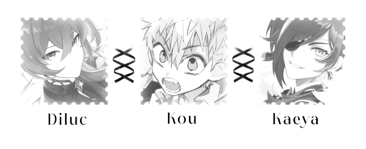 Diluc, Kou, Kaeya