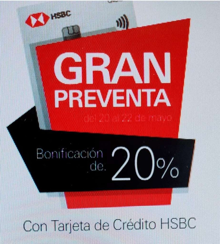 GRAN PREVENTA HSBC: 20% de bonificación con tarjeta de crédito | 20 al 22 mayo 