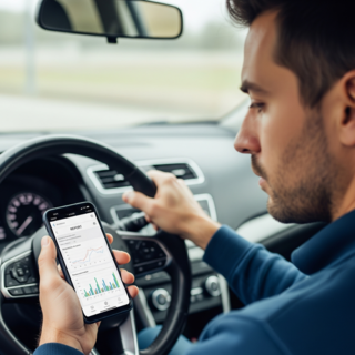 Motorista usando o aplicativo RodaLucro no celular