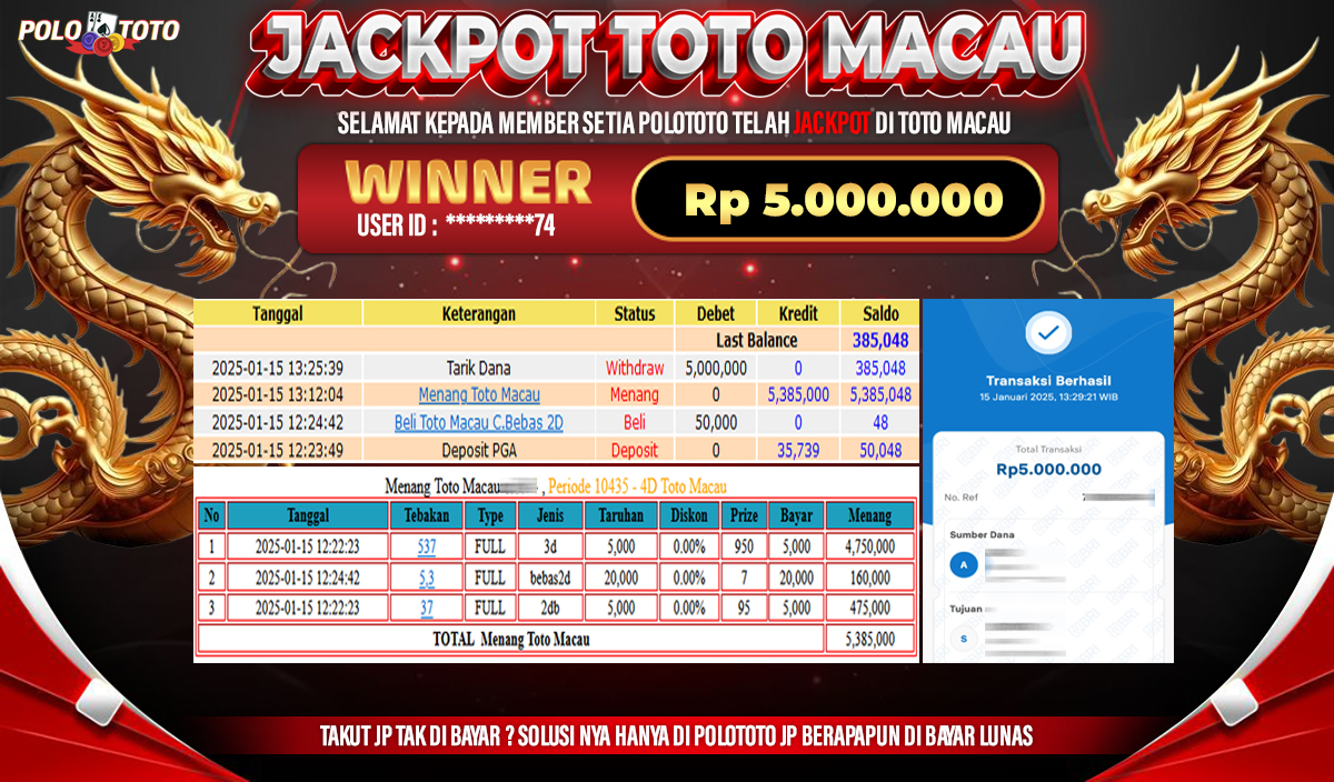 POLOTOTO JACKPOT TOGEL TOTO MACAU Rp.5,000.000,-
