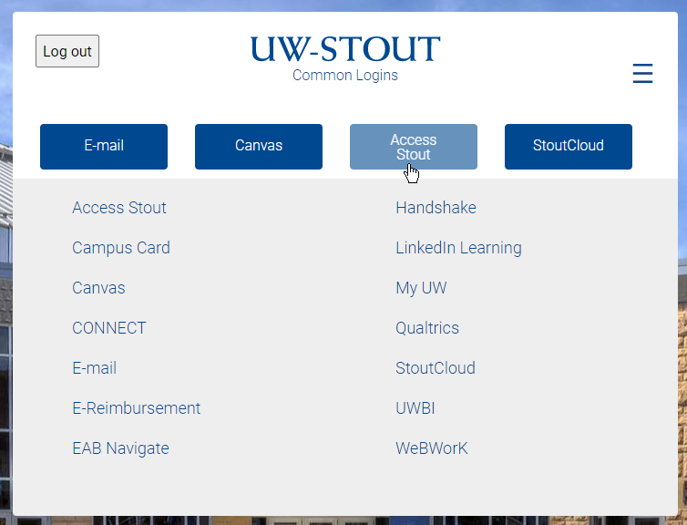 Stout Logins page