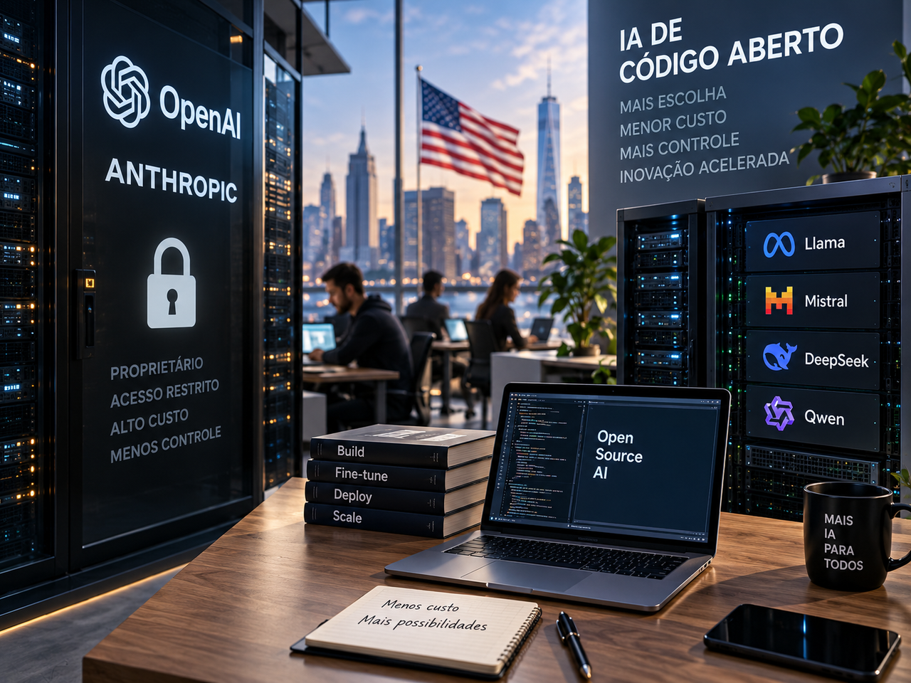 IA de código aberto avança nas empresas dos EUA e pressiona OpenAI e Anthropic