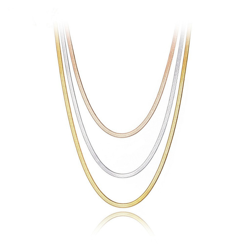 Women Stainless Steel 3 Layered Multi Snake Chain Necklace Bohemian Jewelry NEW