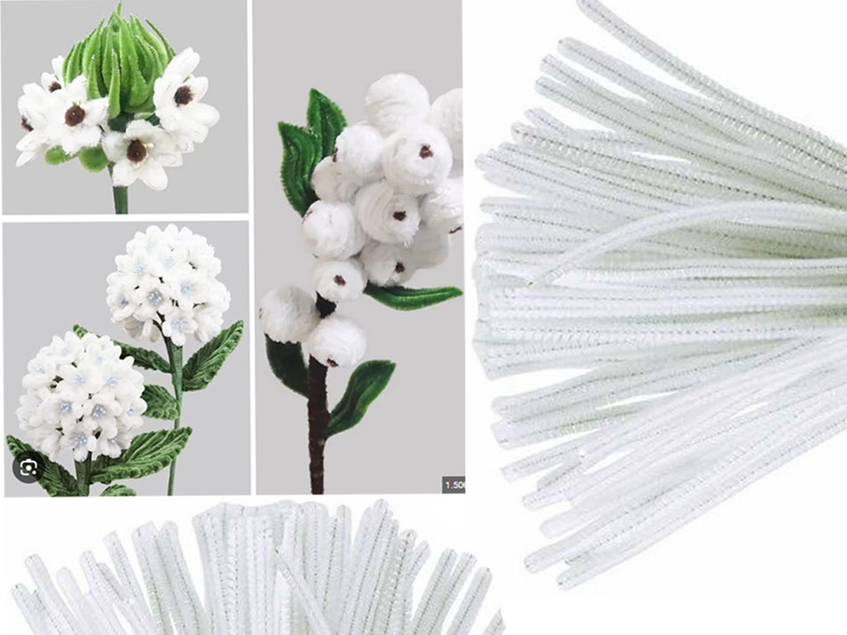50 Limpiapipas para flores blanco Chelin gamuzado para Decorar
