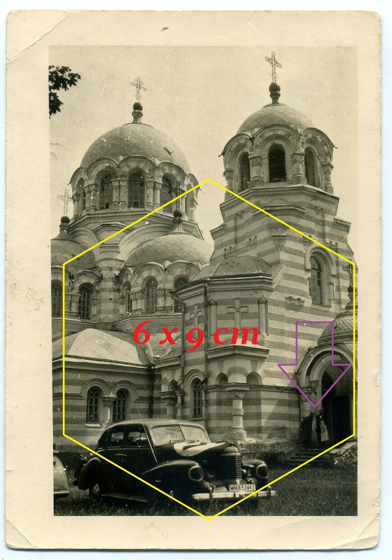 Foto Litauen Svencionys WH Opel Kapitän  PKW Kfz vor russ. Kirche bei Vilnius