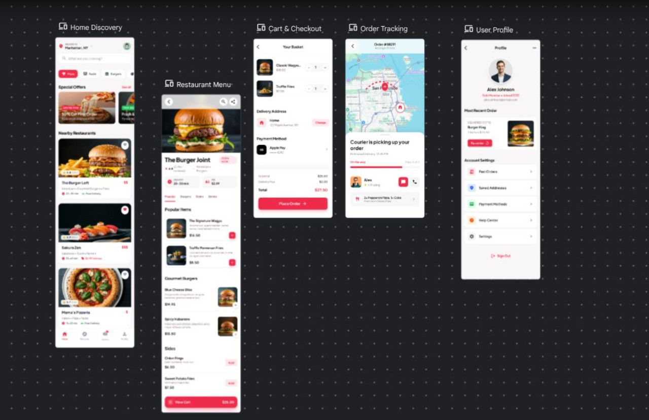 Food mobile app design preview