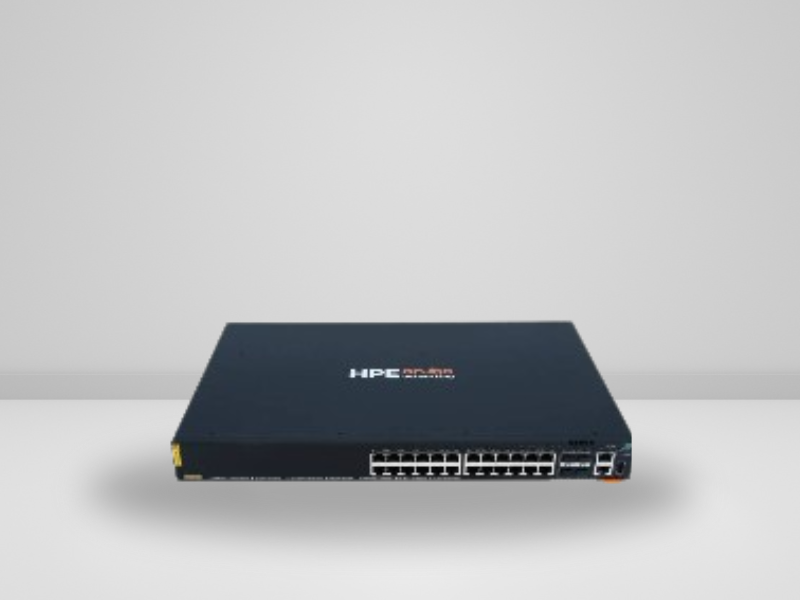Vista frontal do Switch HP Aruba 3810M 48G PoE+ 1 Slot (JL072A), destacando as 48 portas Gigabit PoE+ e o slot de módulo vazio.