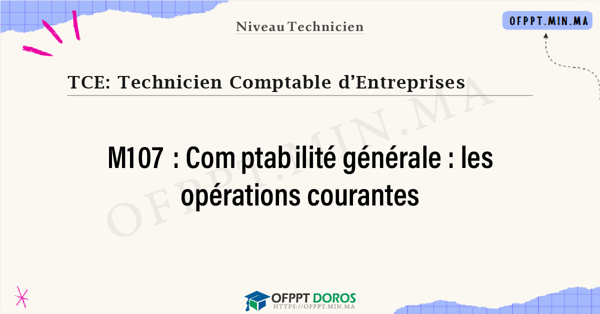 Sommaire détaillé du cours Comptabilité générale : les opérations courantes M107 OFPPT - Structure du module