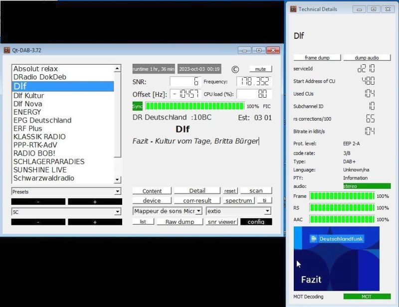 Réception DAB+ du 2.10.23 DR-Deutschland-Dlf-MOT-5-C