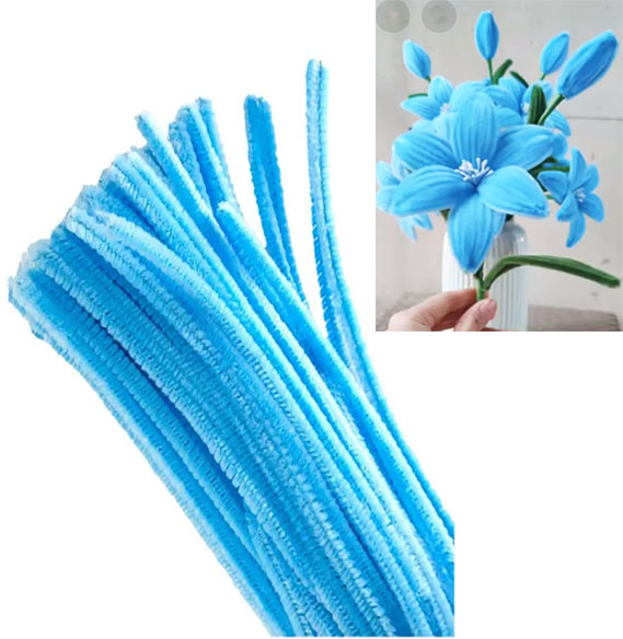 Limpiapipas azul claro Chenilla tiras de alambre Gamuzado para f