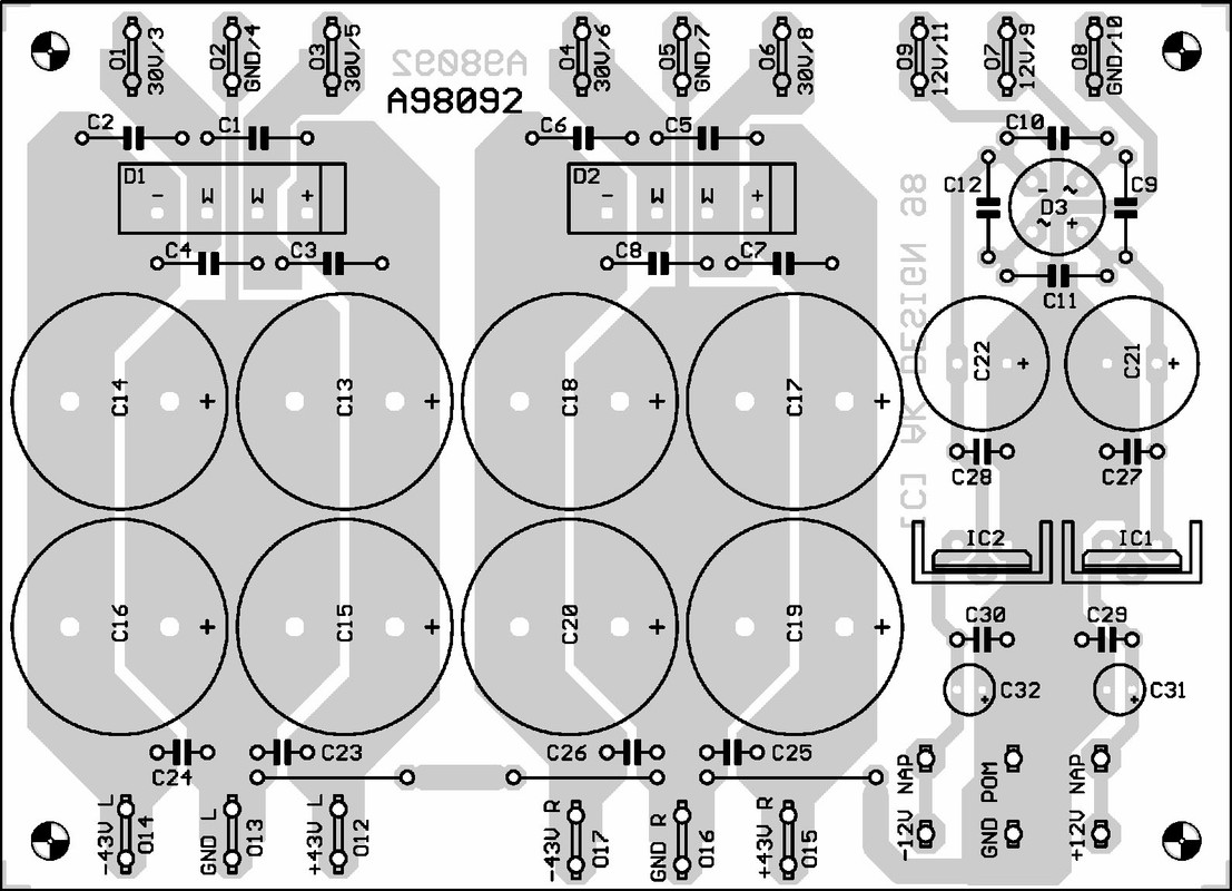 Rozložení součástek na desce plošného spoje napá
