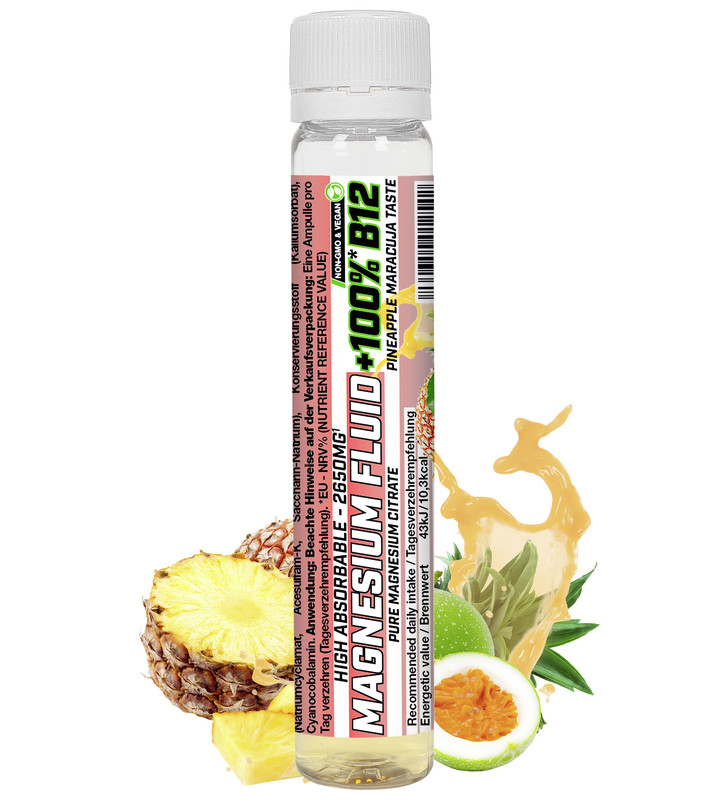 ALPHAPOWER FOOD Magnesium Fluid Plus+ B12 Ampulle, hochdosiertes Magnesiumcitrat