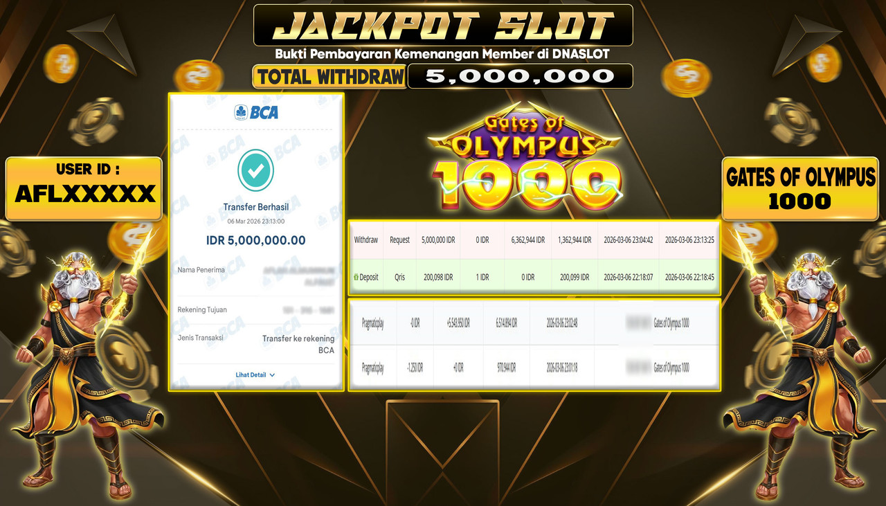 JACKPOT SLOT GATES OF OLYMPUS 1000 6 MARET 2026