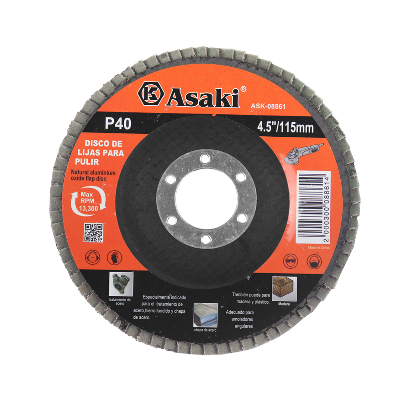 DISCO DE LIJAS P/PULIR P40 115MMX22.23MM ASAKI