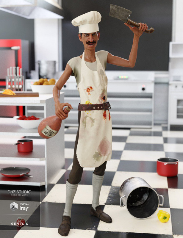 dForce Crazy Chef Outfit for Genesis 8 Male(s)
