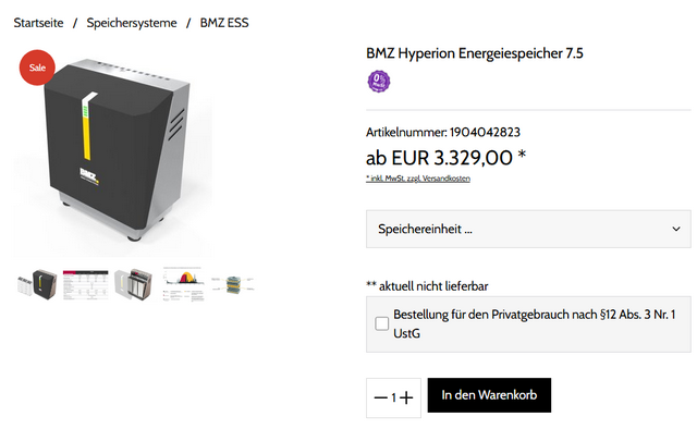 Heimspeicher BMZ Hyperion 7.5