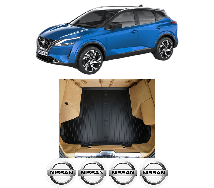 Tavita Portbagaj NISSAN QASHQAI III (J12) din 2021-2022, Protectie Portbagaj Auto, 4x Stickere auto cu NISSAN