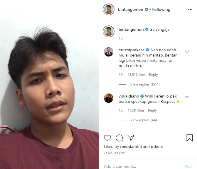 Bintang Emon sindir kasus penyiraman Novel Baswedan