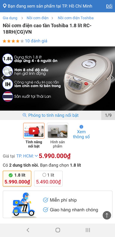 Thanh lý xả kho mùa dịch Nồi cơm điện tử, nồi cao tần Toshiba