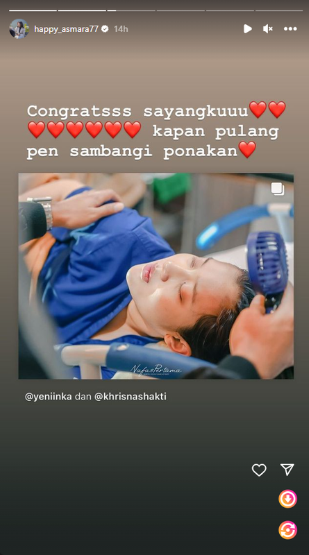 Happy Asmara ucapkan selamat Yeni Inka melahirkan
