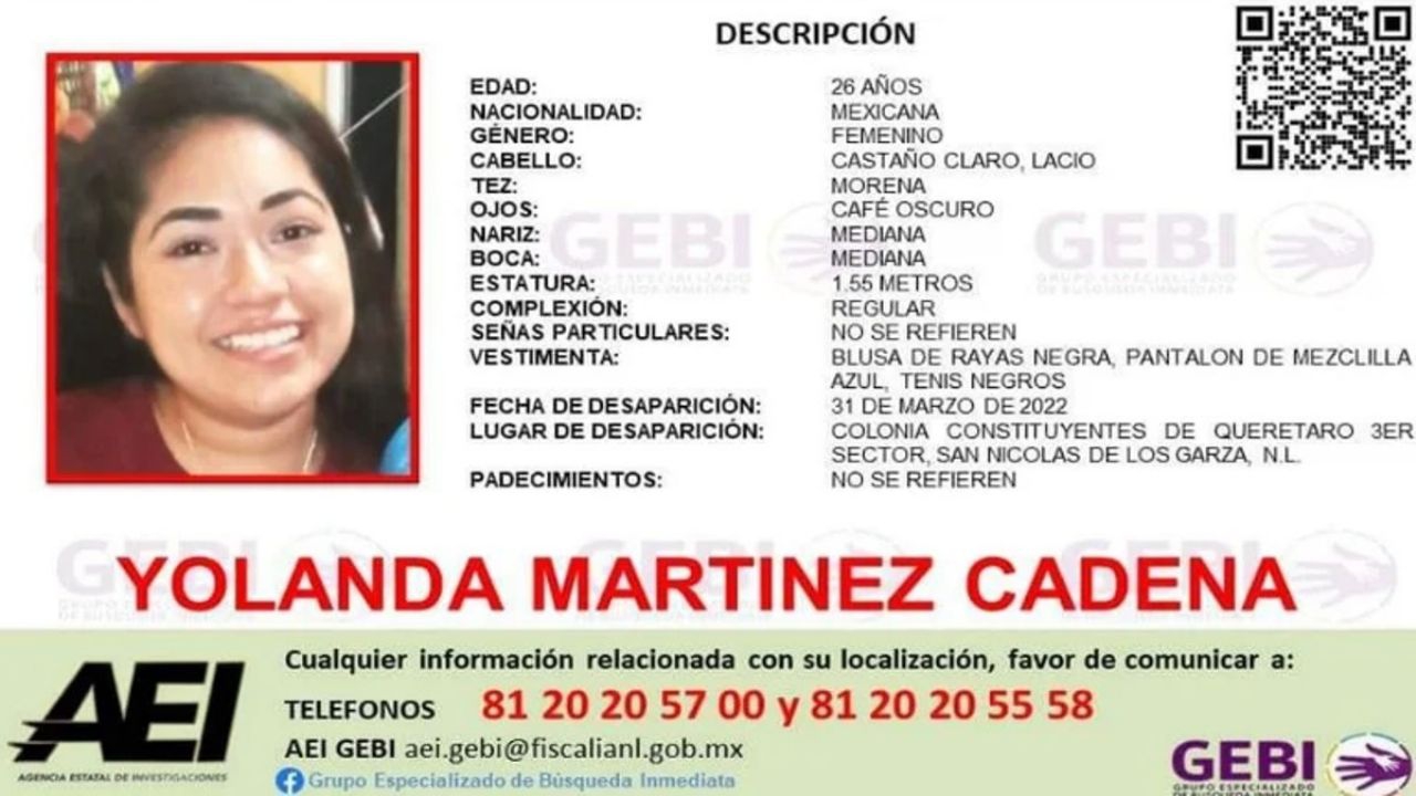 Sigue la búsqueda de Yolanda Martínez, joven desaparecida en NL