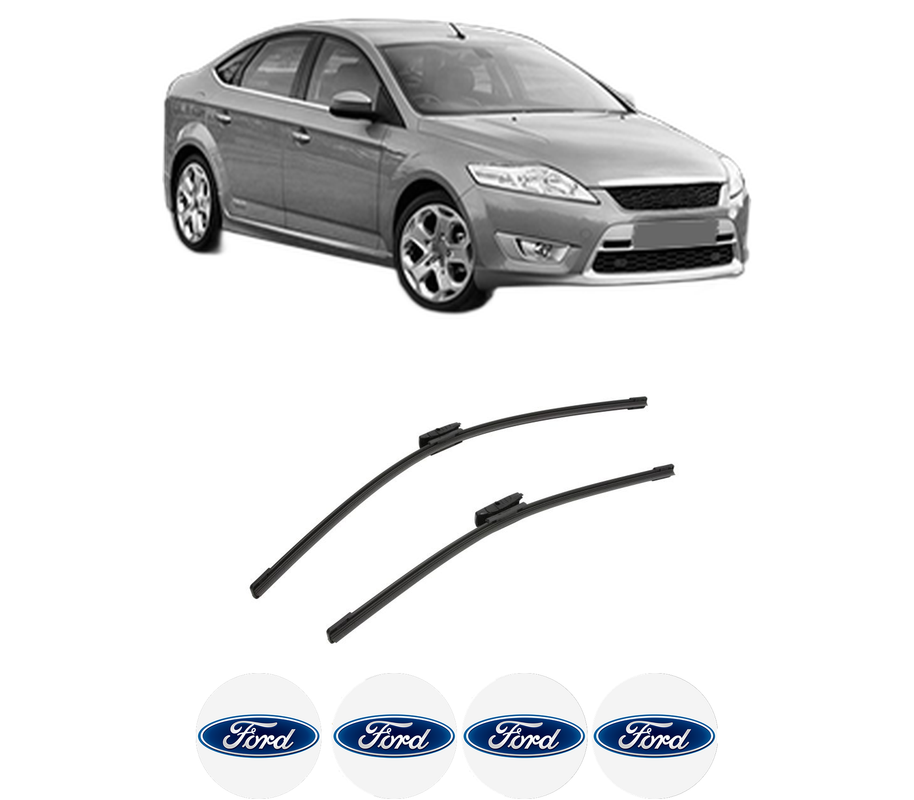 Set stergatoare auto FORD MONDEO IV Saloon (BA7) din 2007-2015, pentru parbriz auto, 2 bucati, Bosch Aerotwin Multi, din cauciuc siliconat rezistent, 4 Stickere Auto FORD
