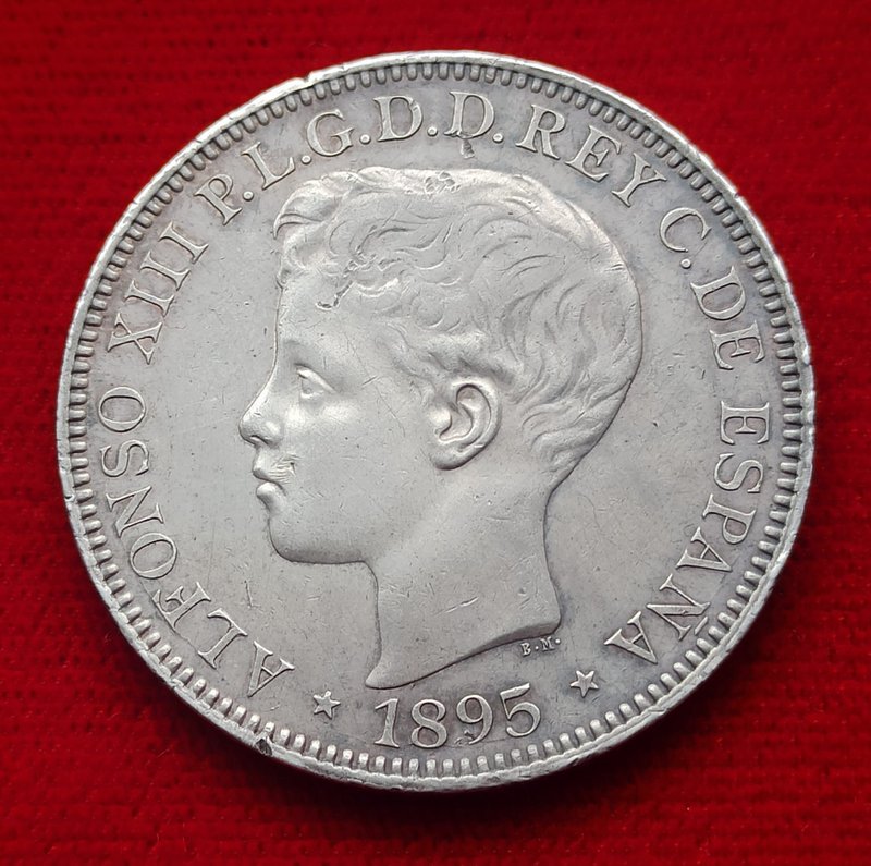 1 Peso = 5 Pesetas de Alfonso XIII de 1895. Puerto Rico 61