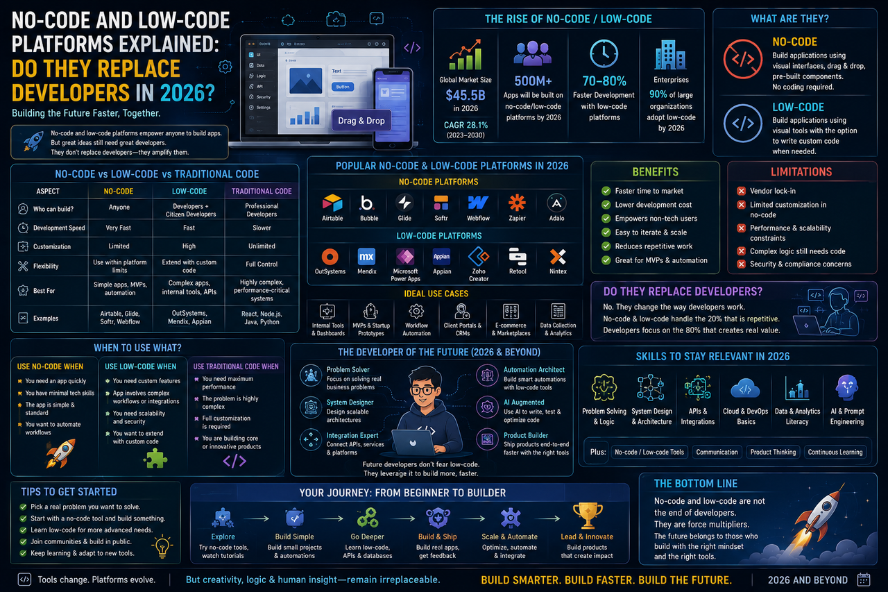 No-Code and Low-Code Platforms Explained: Do They Replace Developers in 2026?