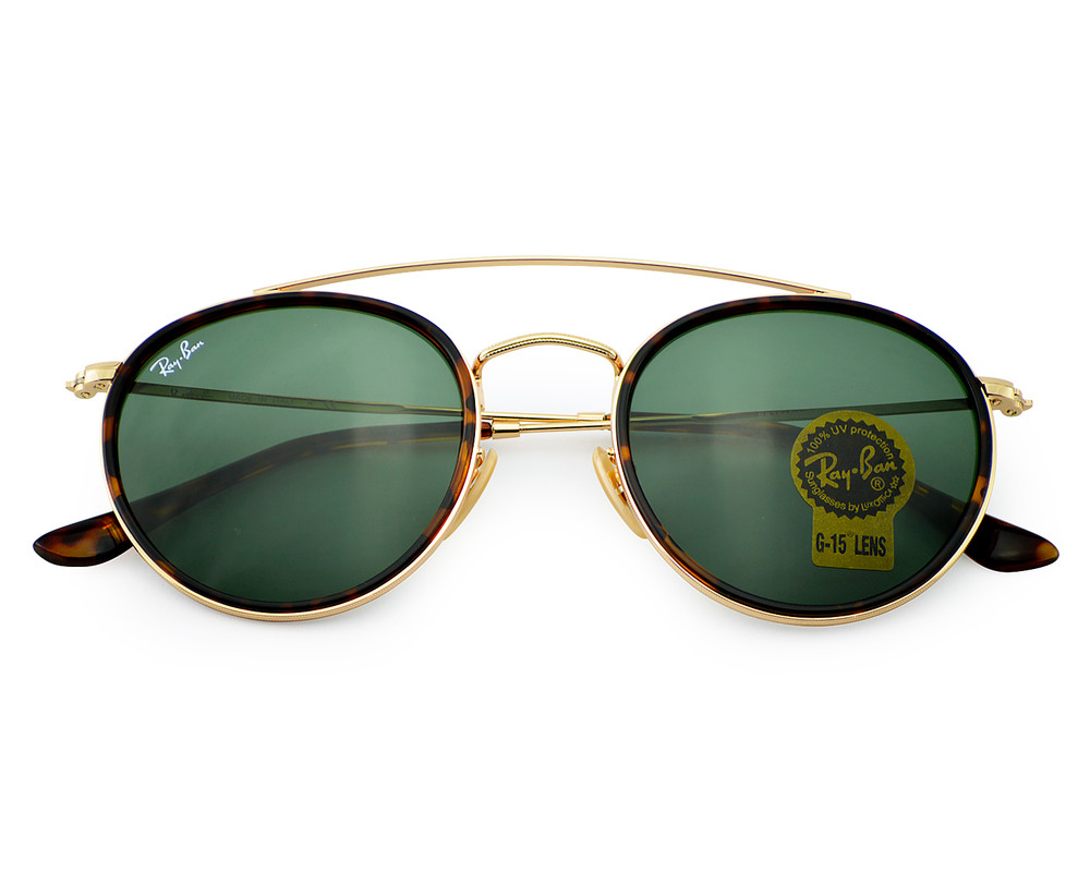 Ray-Ban Sunglasses RB3647N Round Double Bridge Gold Frame Green Lens 51mm  Unisex 8053672737622 | eBay