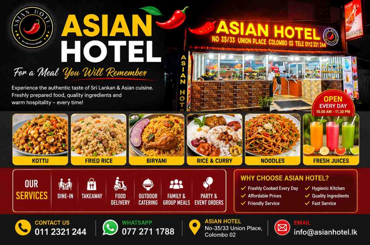 Asian Hotel menu specials