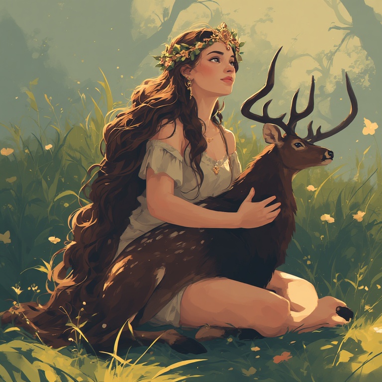 Goddess-Diana-with-a-Stag-illu66