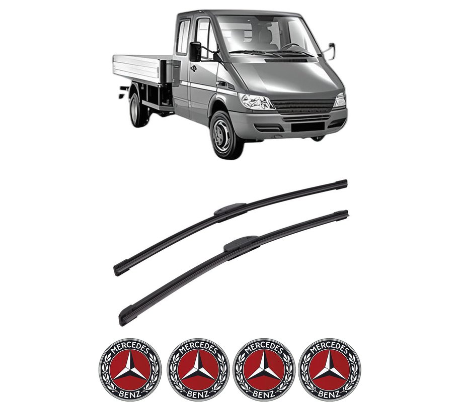 Set stergatoare auto MERCEDES-BENZ SPRINTER 5-t Platform/Chassis (B905) din 2001-2006, pentru parbriz auto, 2 bucati, Bosch Aerotwin Retrofit, din cauciuc siliconat rezistent, 4 Stickere Auto MERCEDES-BENZ