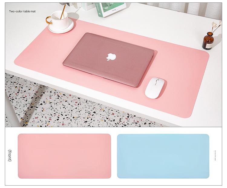 2 PCS Smoky pink/light blue Extra-Large Leather Table Mat for Study & Work