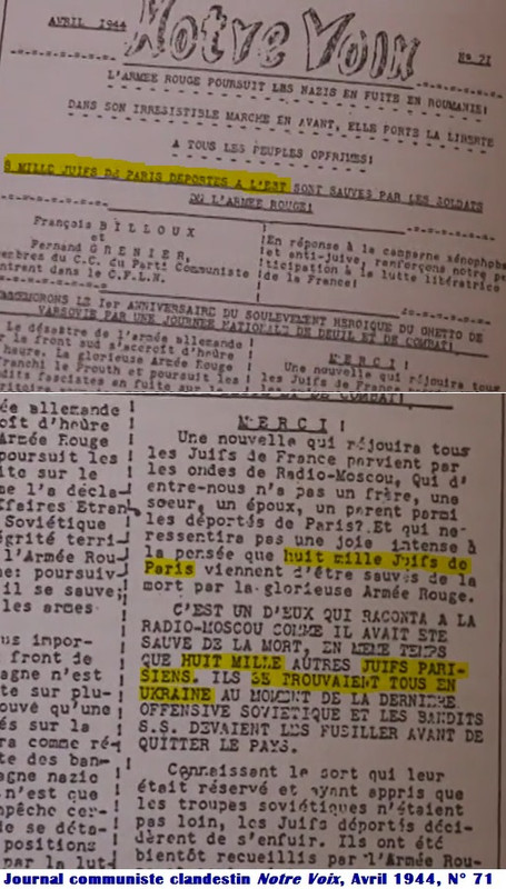 Holocaust - Notre Voix - Avril 1944 - huit mille juifs parisiens libérés par l'Armée Rouge en Ukrain