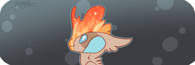 A tan Pterrur with a very lumpy crest atop their head. It's red with orange and yellow flame markings on it