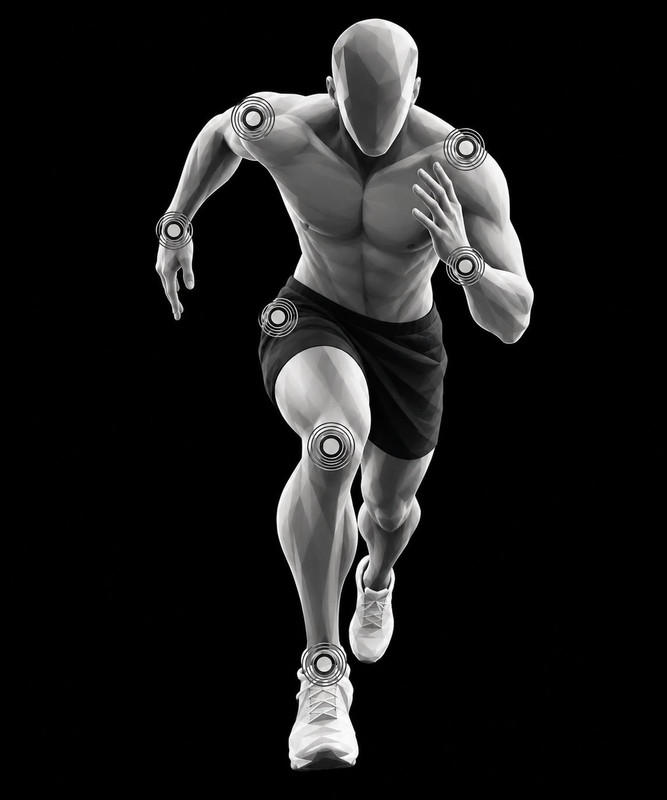 Athlete figure with joint pain points