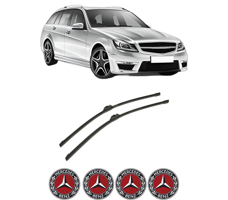 Set stergatoare auto MERCEDES-BENZ C-CLASS T-Model (S204) din 2007-2014, pentru parbriz auto, 2 bucati, Bosch Aerotwin, din cauciuc siliconat rezistent, 4 Stickere Auto MERCEDES-BENZ
