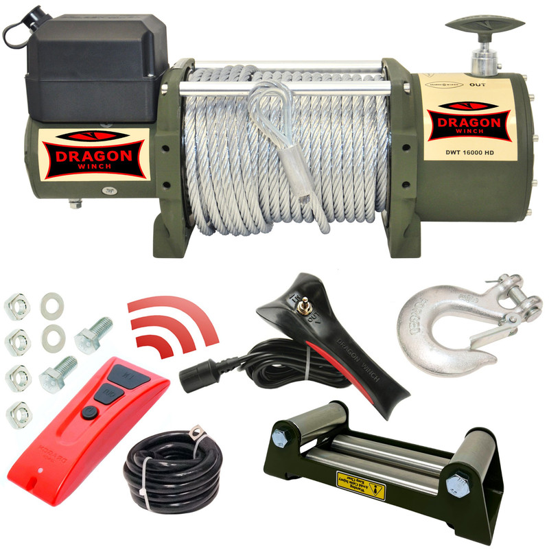 DRAGON WINCH Elektrische Seilwinde 24V Truck 18000 lbs / 8165 kg mit Synthetikseil 21m für Feuerwehren, Nutzfahrzeugen, Lieferwagen mit kabelgebundener und kabelloser Fernbedienung Winde Zubehör DRAGON WINCH Elektrische Seilwinde 24V Truck 18000 lbs / 8165 kg mit Synthetikseil 21m für Feuerwehren, Nutzfahrzeugen, Lieferwagen mit kabelgebundener und kabelloser Fernbedienung Winde Zubehör