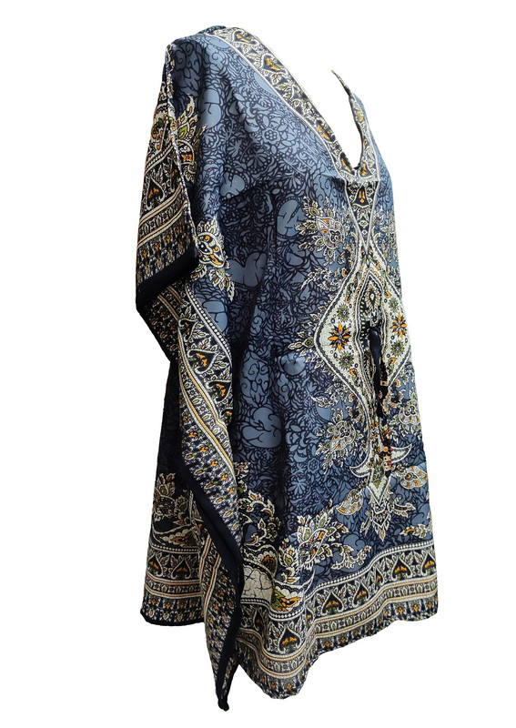 Women Kaftan Short Maxi Kaftan Hippy Boho Tunic Plus Size Dress Nightdress - Picture 24 of 33