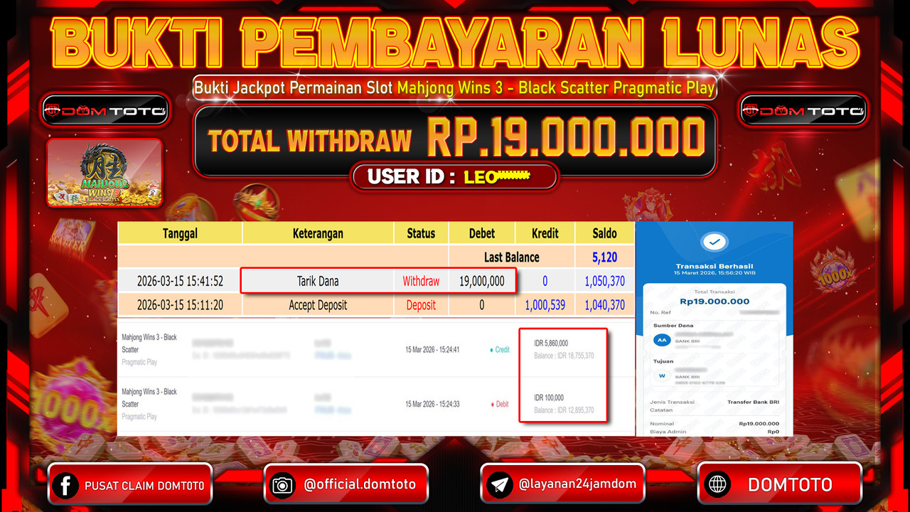 JACKPOT SLOT Mahjong Wins 3 - Black Scatter Pragmatic Play 15 MARET 2026
